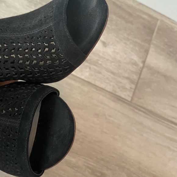 Vince Camuto Suede Block Heel Open Toe Bootie - Picture 9 of 13